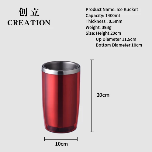 Factory Direct 2.5L double wall wine cooler stainless steel small metal champagne beer ice bucket with lid