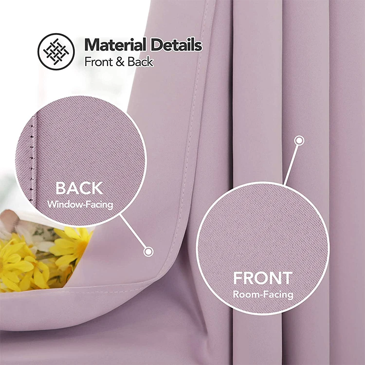 Amazon Plain Living Room Curtain Pink Blackout Curtain Top Seller Solid Color 100% Polyester Flat Window High Shading(70%-90%)