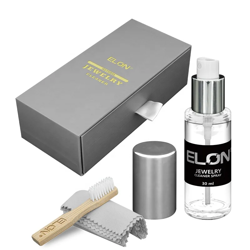 Custom logo 30ml Natural jewelry cleaners & polish watch jewelry care cleaning liquid jewelry cleaning kit with brush and cloth