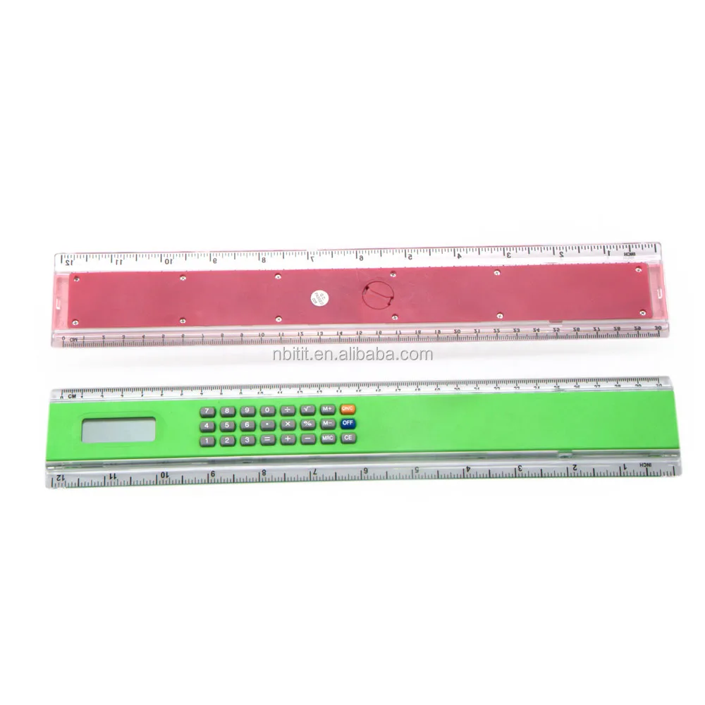 multi-function 10cm  ruler protractor 8 digits solar energy power magnifier calculator