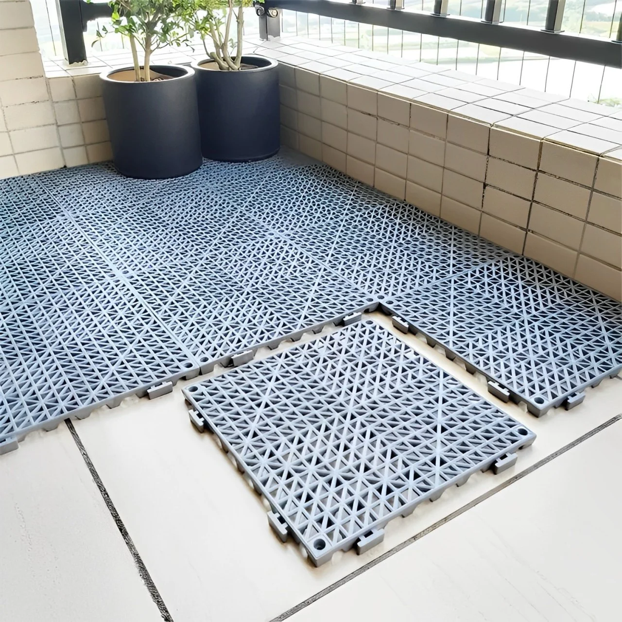 Large Thick PVC Splicing Non-Slip Shower Room Mat Bathroom Water Barrier Toilet Bath Decking Custom Graphic Design Solution