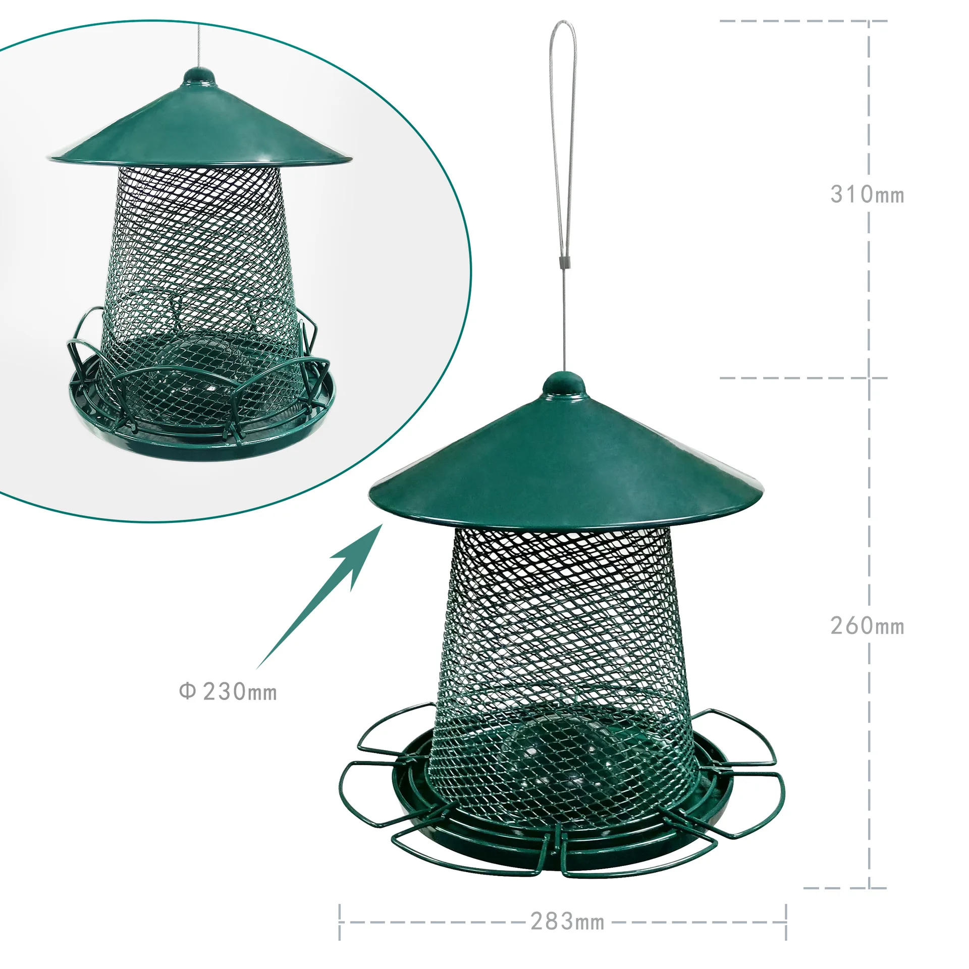No Squirrel Metal Outdoor Hanging Automatic Wild Bird Feeder Easy to Fill Wire Squirrel Proof Bird Feeder