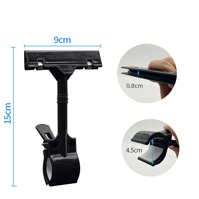 Wholesale Free Samples Transparent Black Ps Plastics Supermarket Poster Clamp Sign Holder Pop Clip