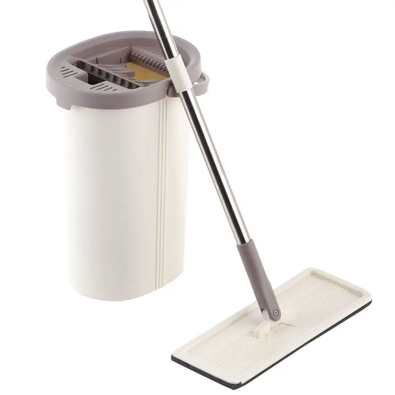 Flat Mop With Bucket Free Hand 360 Rotating Washing Lazy Mop