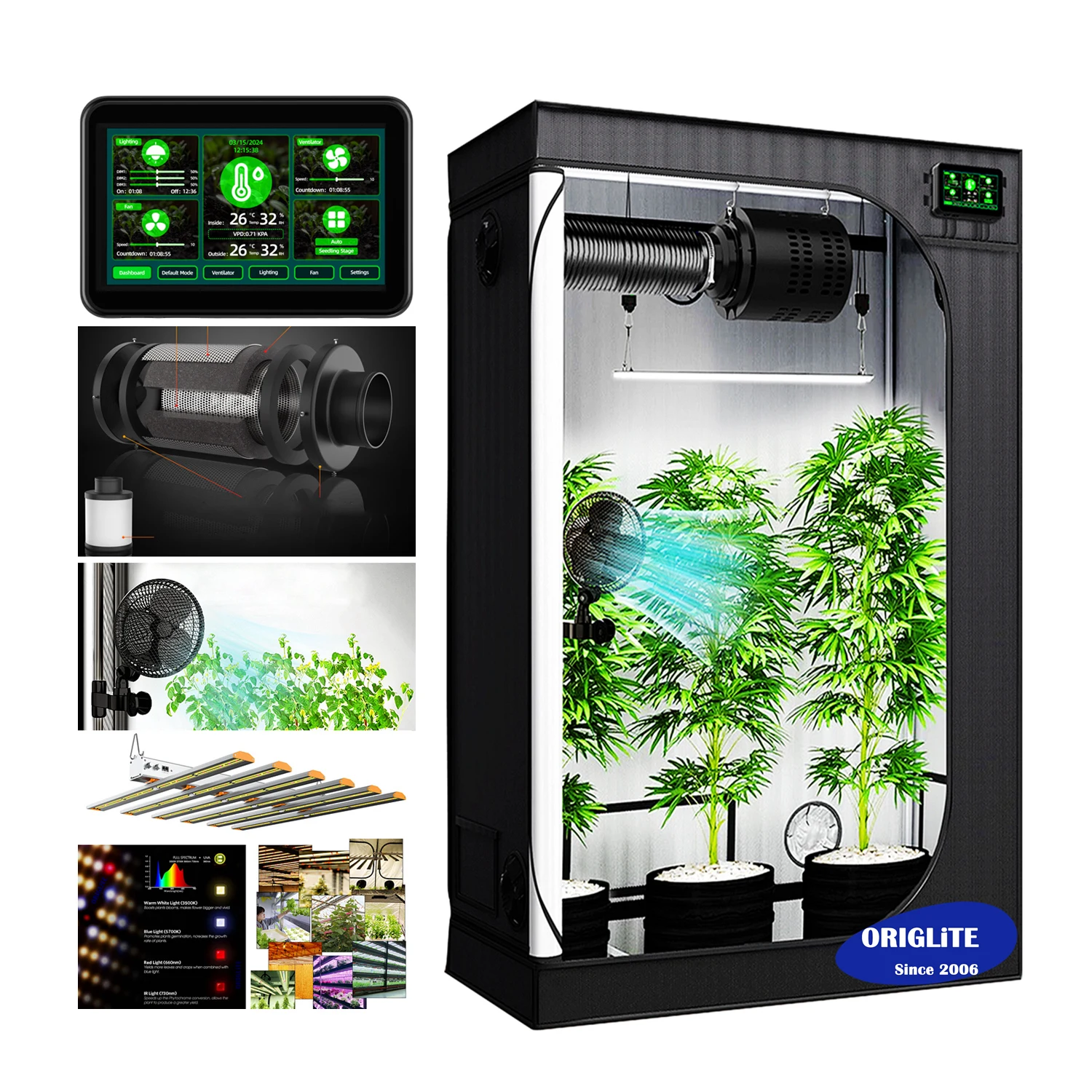 Growth Kit Hydroponic control 4x4 grow tent complete kit Greenhouse tent plant tent growtent grow kit