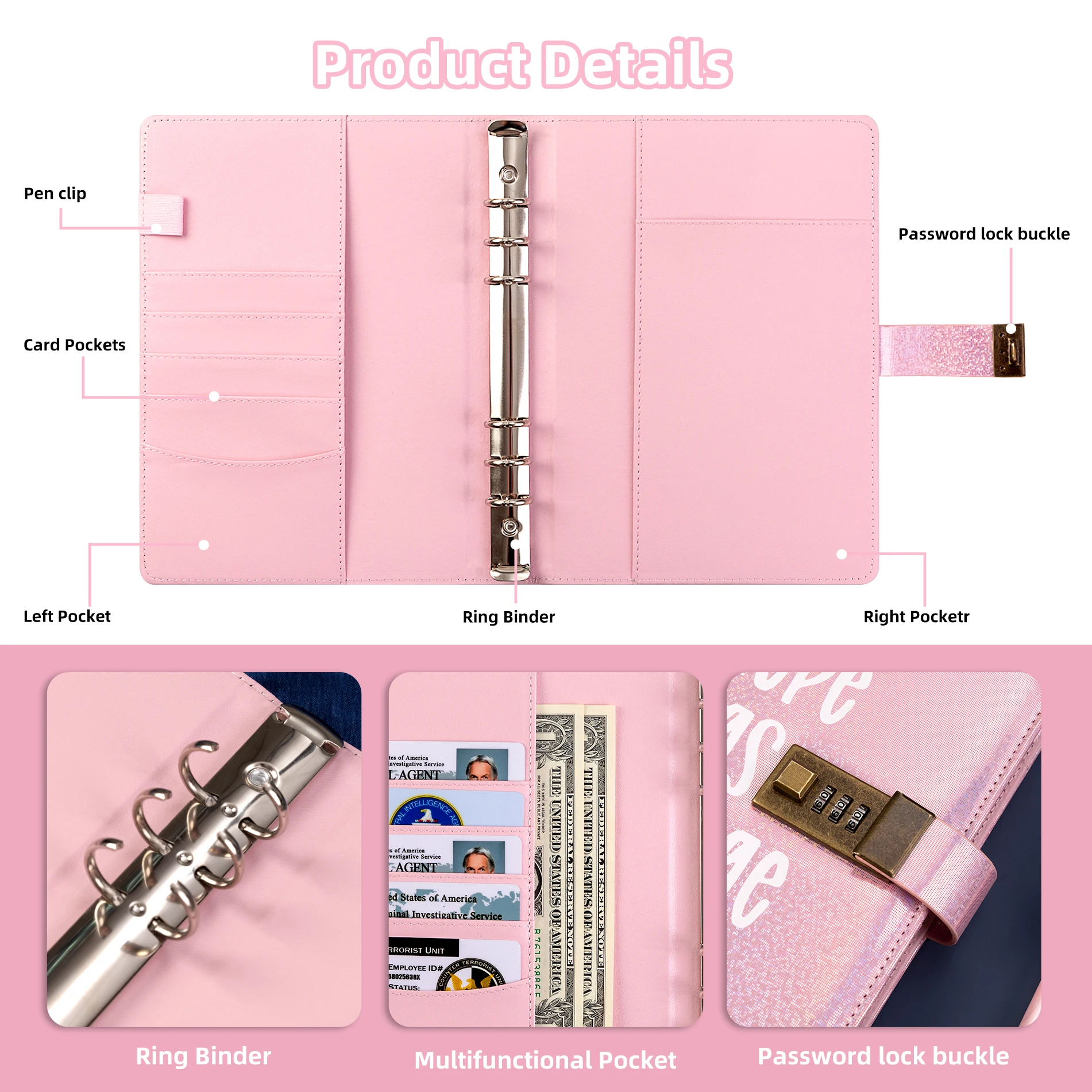 100 конверты для экономии денег Challenge A5 Pink Budget Binder с кодовым замком