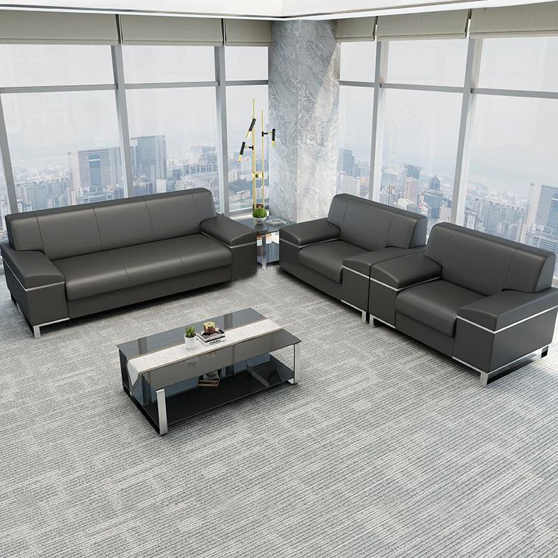 Modern Nordic Style Office Combination Sofa Set with High Rebound Sponge and Imported Nappa Leather Upholstery