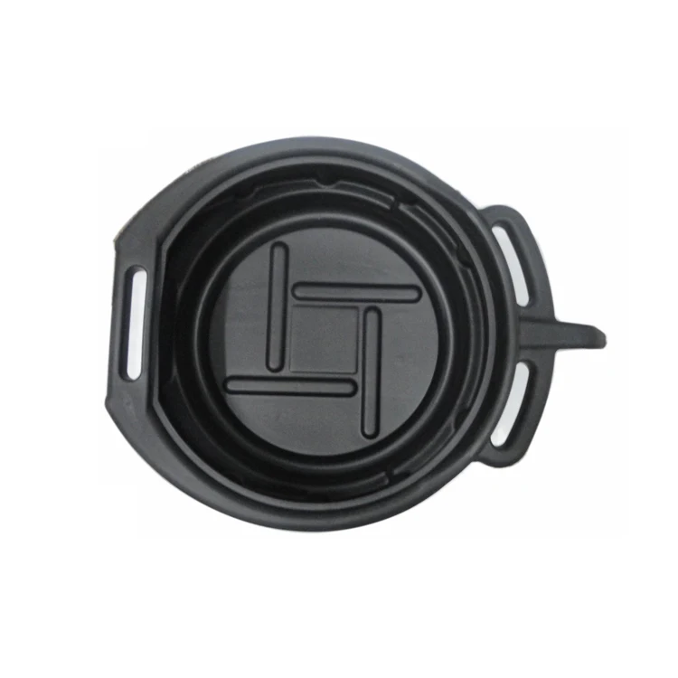 Plastic Car Waste Oil Container 8L Engine Oil Drain Pan Round Black Oil Pan With Handle