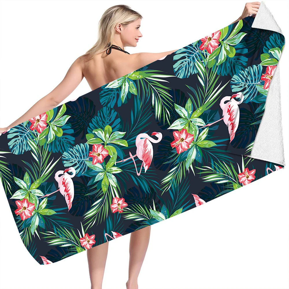 Funny Organic Microfiber Imprint Beach Towel Flamingo Luxury Multi Functional Foldable For Yoga Mat Beach Towel