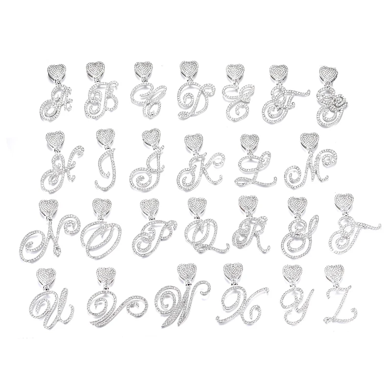 New design icy letter pedant with crown pendant monogram English letters pendant