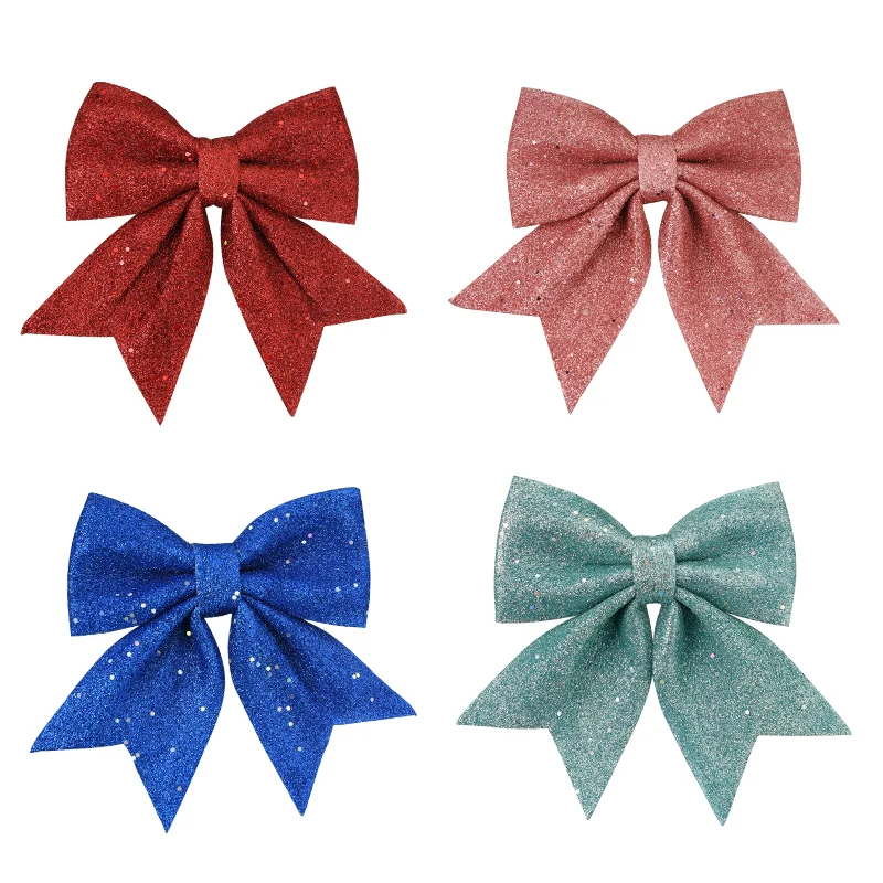 Xmas decoration supplies Ribbon Wreath Christmas Bows red Glitter Design Christmas Decorations Bow Christmas Tree Bow