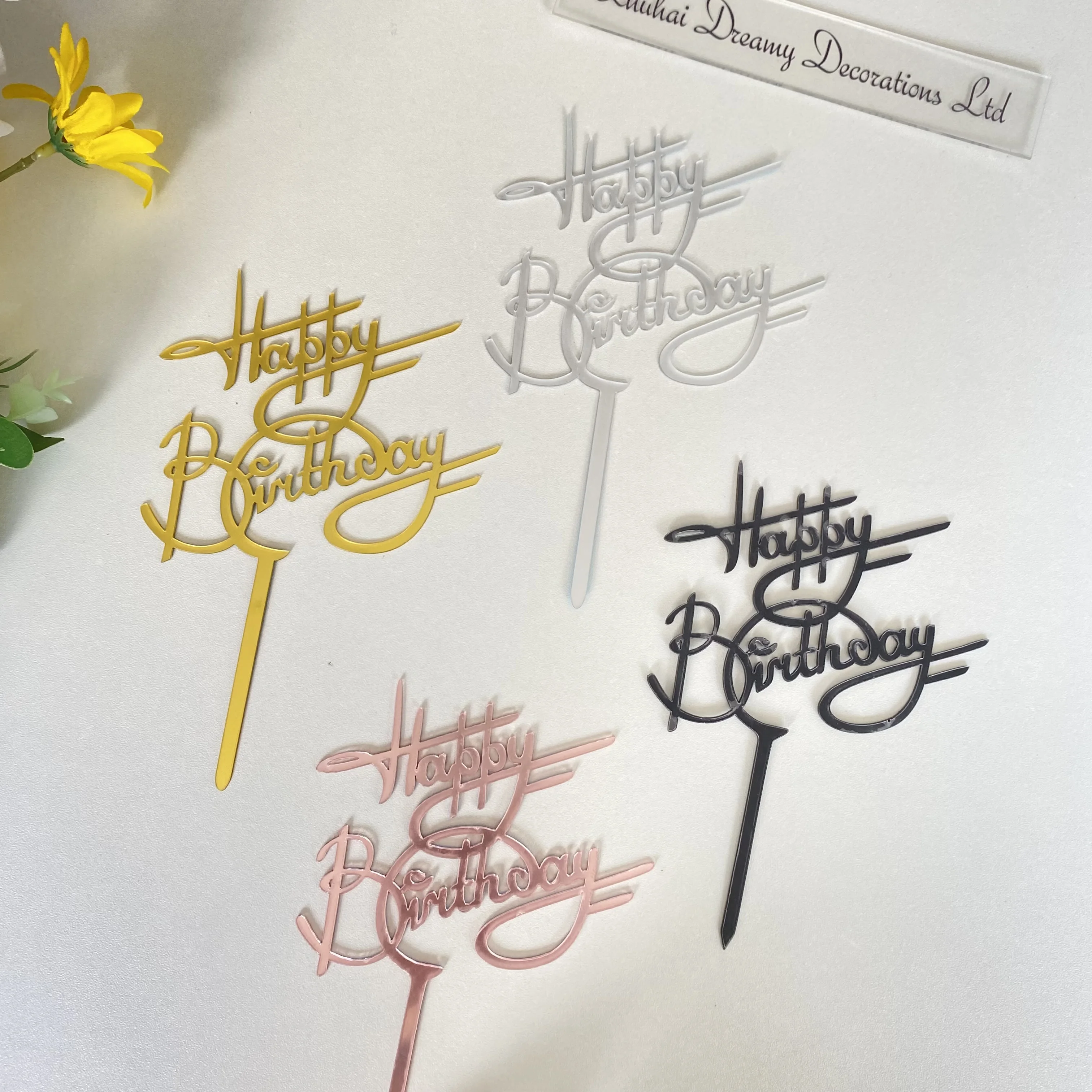 Cheap Happy Birthday Acrylic Cake Topper Decoration Acrylic Butterfly Cake Decoration Cake Topper Suppliers