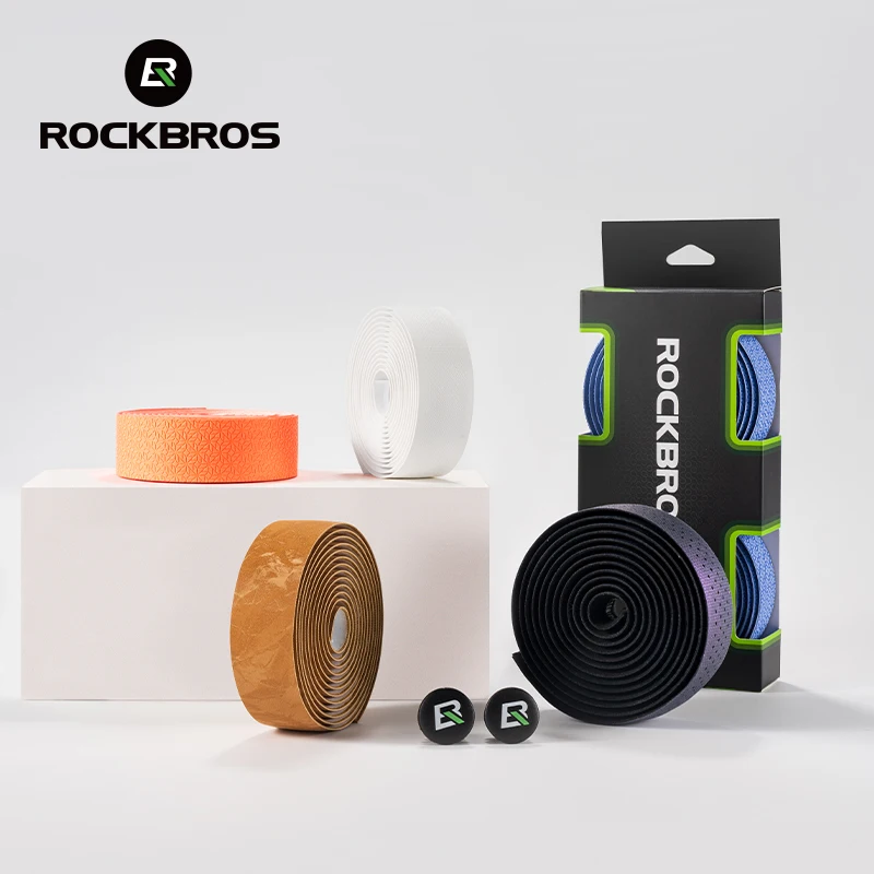 ROCKBROS красочные дорожные велосипедные Рули из искусственной кожи дышащие противоскользящие ручки и лента для велосипеда