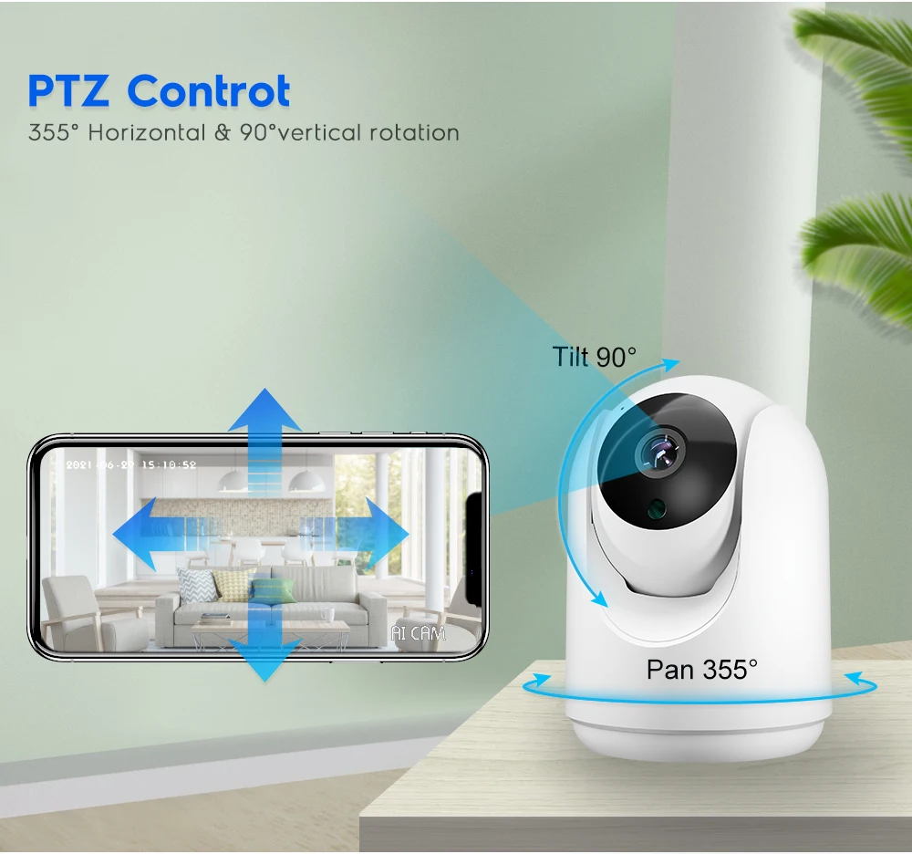 PTZ мини IP-камера с автоматическим отслеживанием умная домашняя камера безопасности корпус кошкой для помещений 3 Мп Wi-Fi