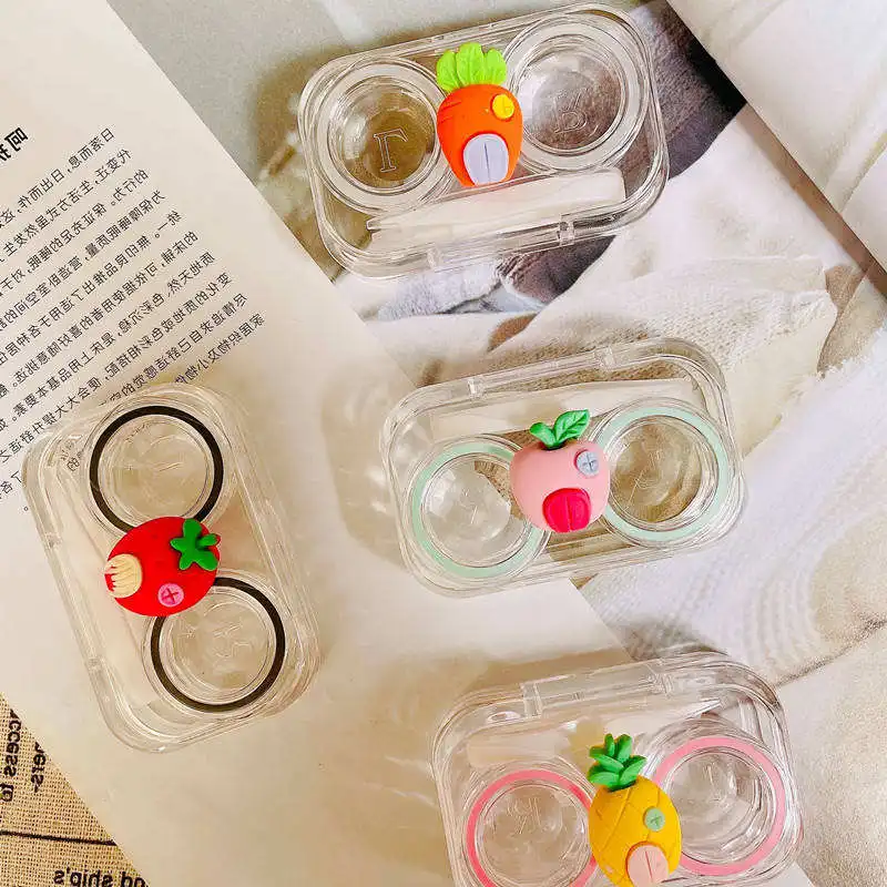 MU cute bow transparent contact lens case girl travel eye contact lenses box