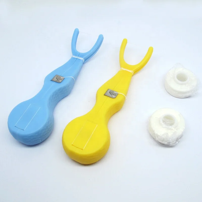 Portable replaceable dental floss reusable dental floss holder with 30m  waxed flavored dental floss set