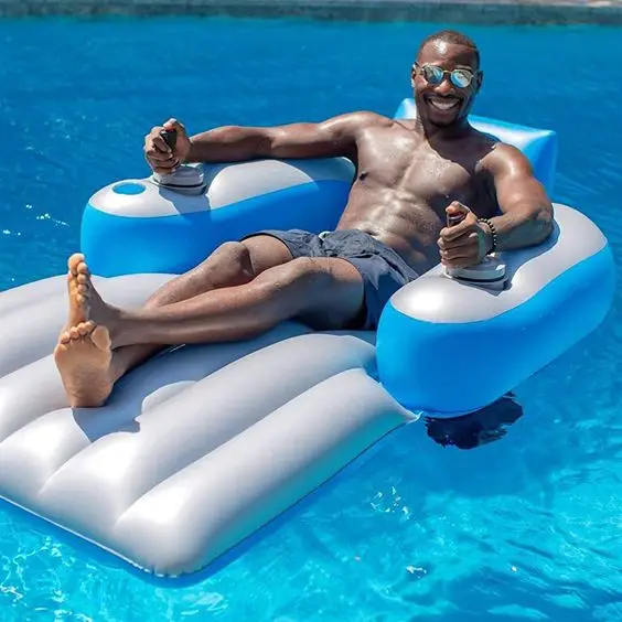 Luxury Floating Pool Lounger motorized water float pool lounger with Beverage Holders