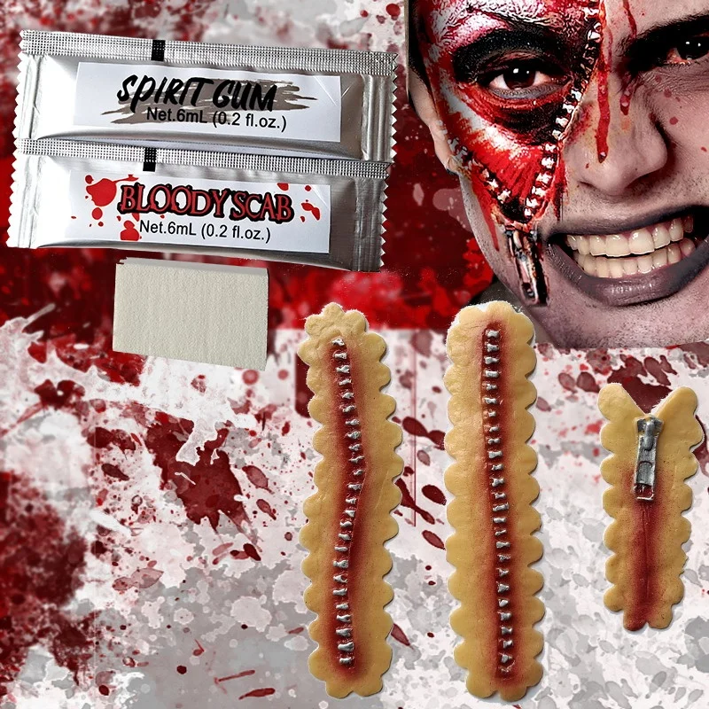 Halloween Face paint Body Paint Water washable Bloody Zipper face Cream Makeup Spirit Gum