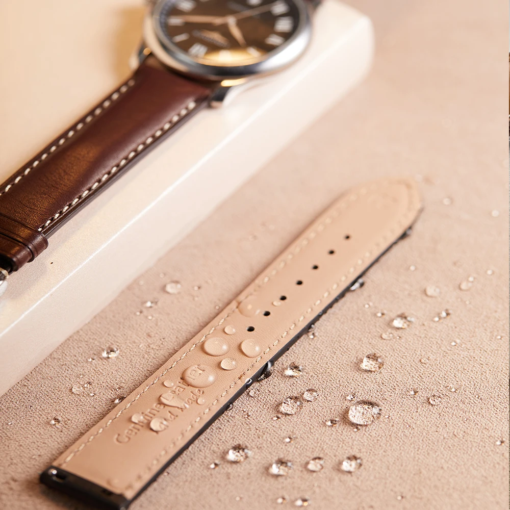 French NOVONAPPA Handmade Luxury Leather Watch Band Strap Men Women Engraved Logo Watch Leather Band