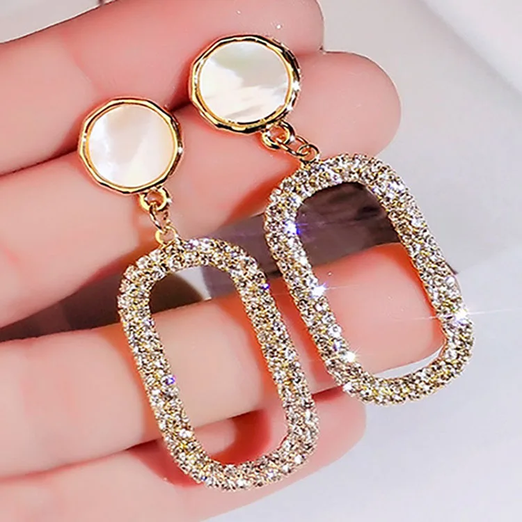 
2021 fashion wholesale Yiwu jewelry square diamond woman earrings 