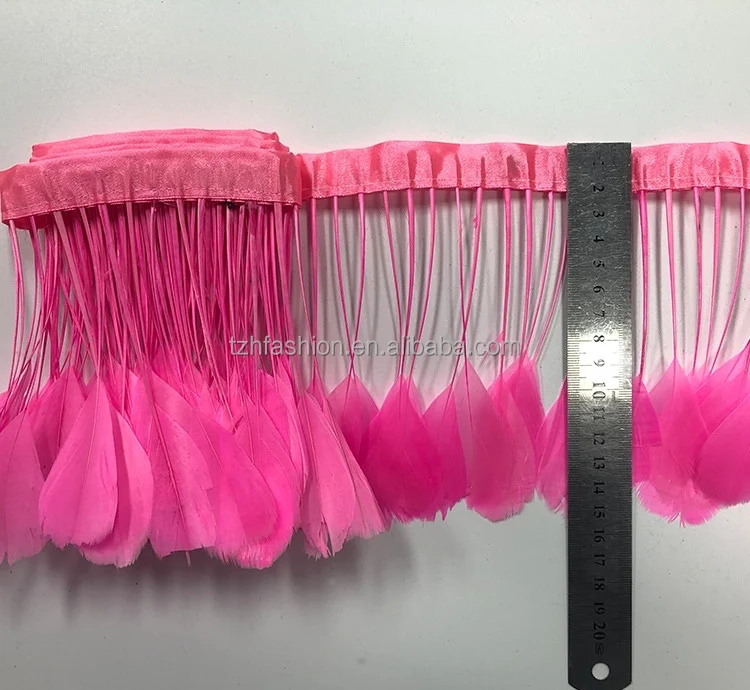 Natural Feathers Stripped Goose Feathers Dyed Fringe Trim For Feather Earrings Millinery