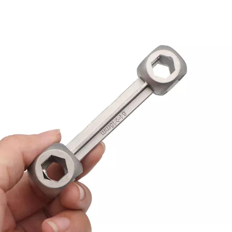 RIDERACE Valve Cross 6-15 mm Repair Electric Key Triangle Hex Wrench Bone Type Spanner With 10 Hexagon Holes For Outdoor Cycling