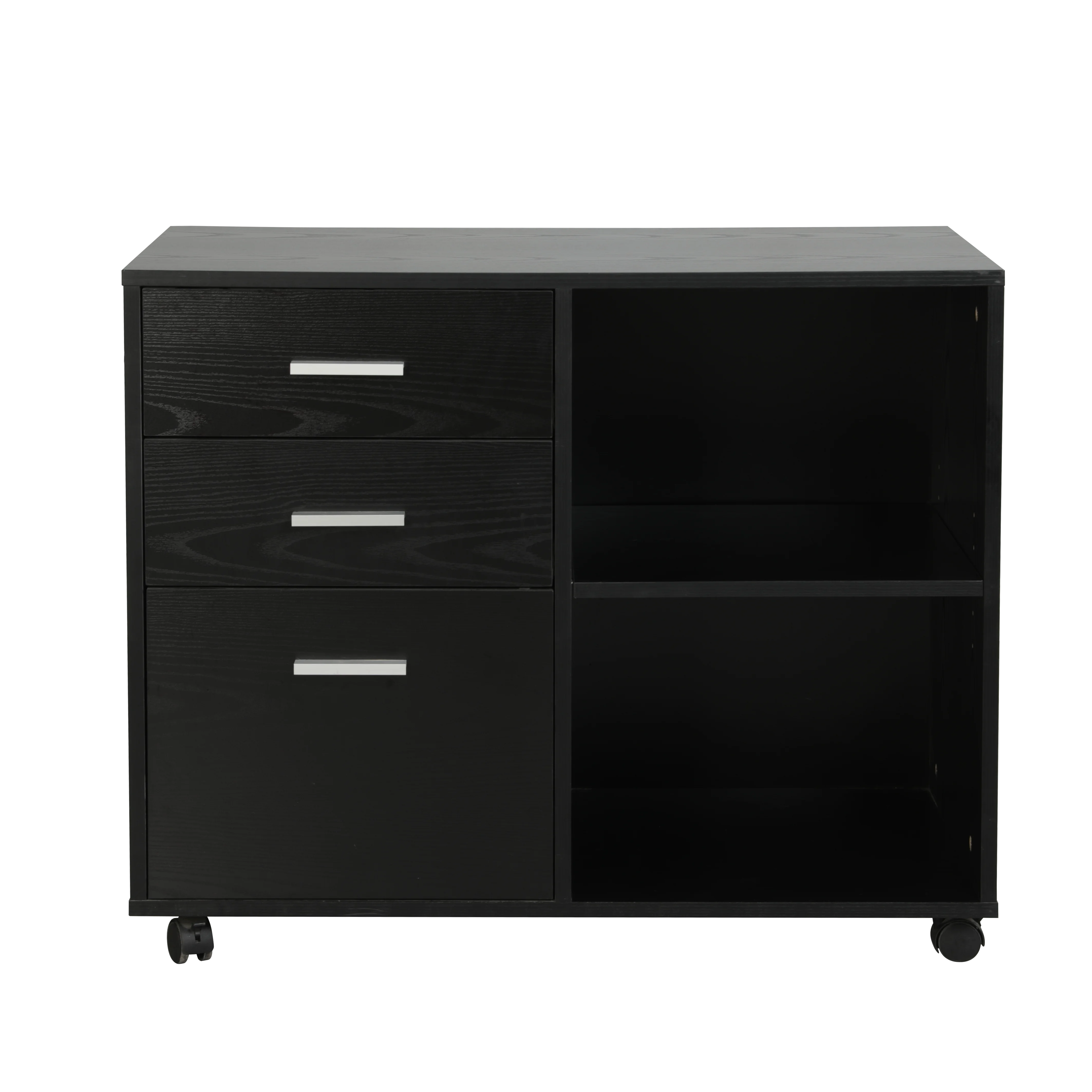 GUYOU GD-37 Mobile Filing Cabinet 3 Drawers Removable Office Document Storage Cabinet Black