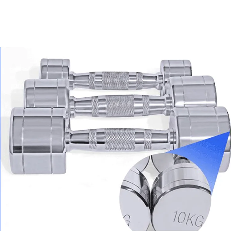 Chrome Dumbbells 4kg 6kg 8kg 10kg Pairs Cast Iron Metal Home Gym Weight