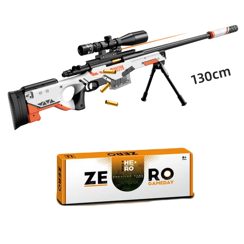 The Same PUBG Electric Automatic Sniper Rifle Rechargeable AWM Bolt jump shell EVA soft bomb launcher With ASSIMOV Color