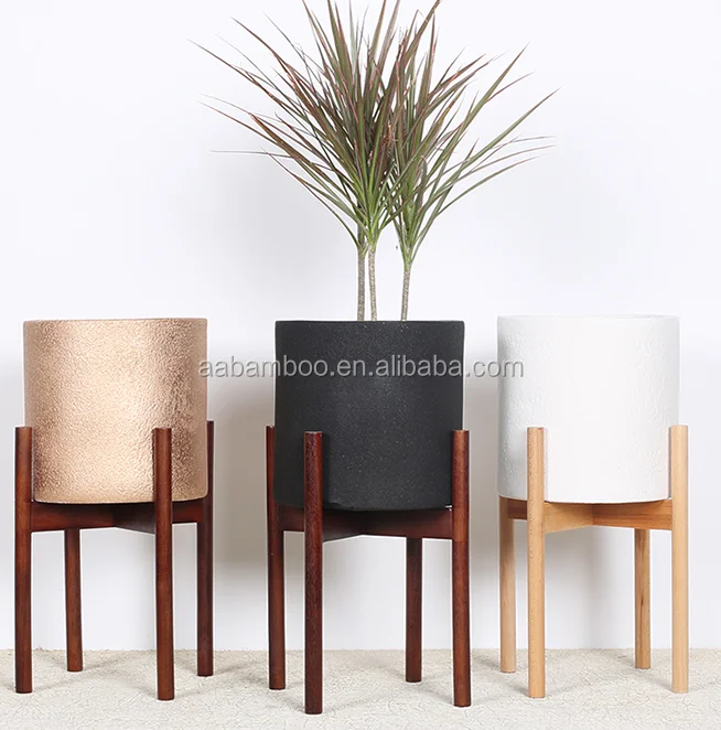 Custom wooden bamboo pot stand flower pot holder rack