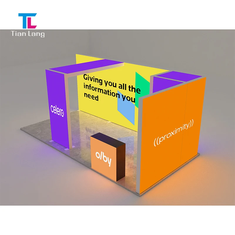 Modular Fabric Frame Led Light Box Displays For Trade Show Exhibition 3*3M