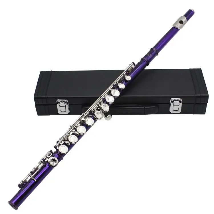 Hot sale woodwind instrument flute 16 holes C key colored flute