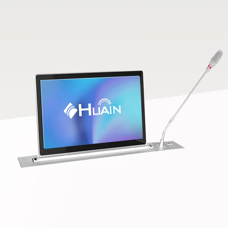 HUAIN Touch LCD Interactive Terminal Hidden Motorized Lift Paperless Conference System with Mic