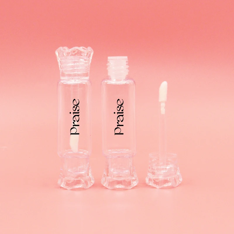 Wholesale Custom hot sale makeup packaging cute candy shape plastic empty lipgloss tube container with brush