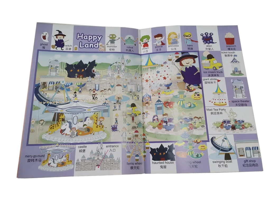 Bilingual word audio books situation teaching books for kids with talking pen