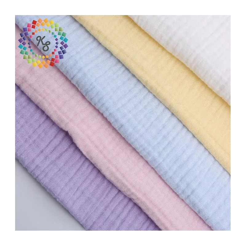 100% Cotton Double Gauze Muslin Seersucker Fabric For Baby Bedding And Swaddle