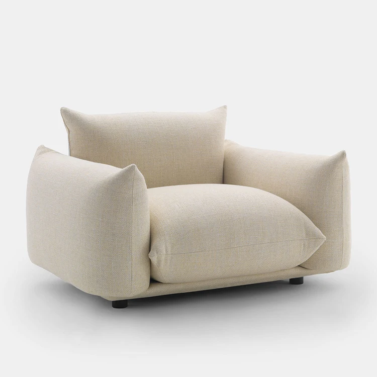 Custom Armchair Italian Minimal Mid-Century Cloud Velvet Boucle Couch Sofa With Metal Legs Comfy