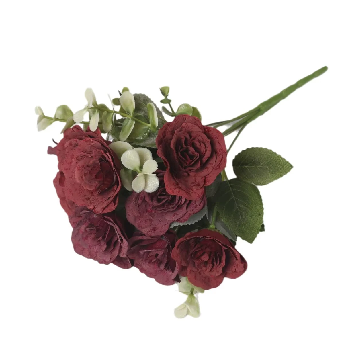 Hot Sale Vintage 10 Heads Red Roses Flowers Bunch Artificial Silk Flowers For Home Wedding Decoration