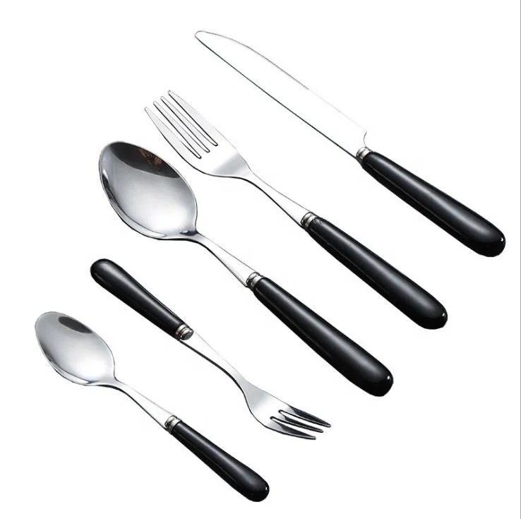 Набор столовых приборов из нержавеющей стали, базовые ложки и вилки с керамической ручкой, фарфор, меламин, столовая посуда