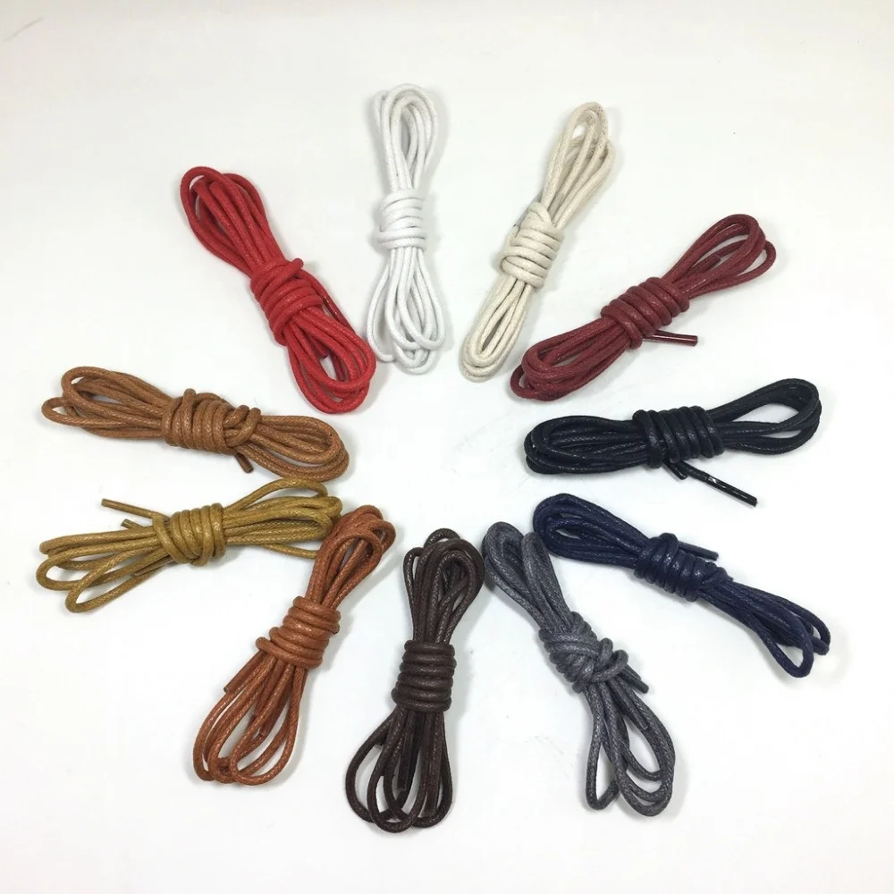 Wholesale round waxed shoe laces with available colors