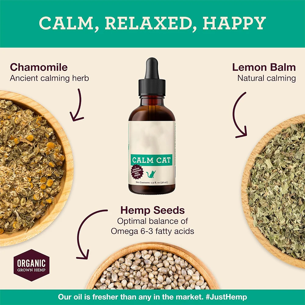 OEM Calm Cat Hemp Oil  Delivers More Actives Pet Supplements Hemp Oil Helps with Stress for Cats  Pet Calming Drops