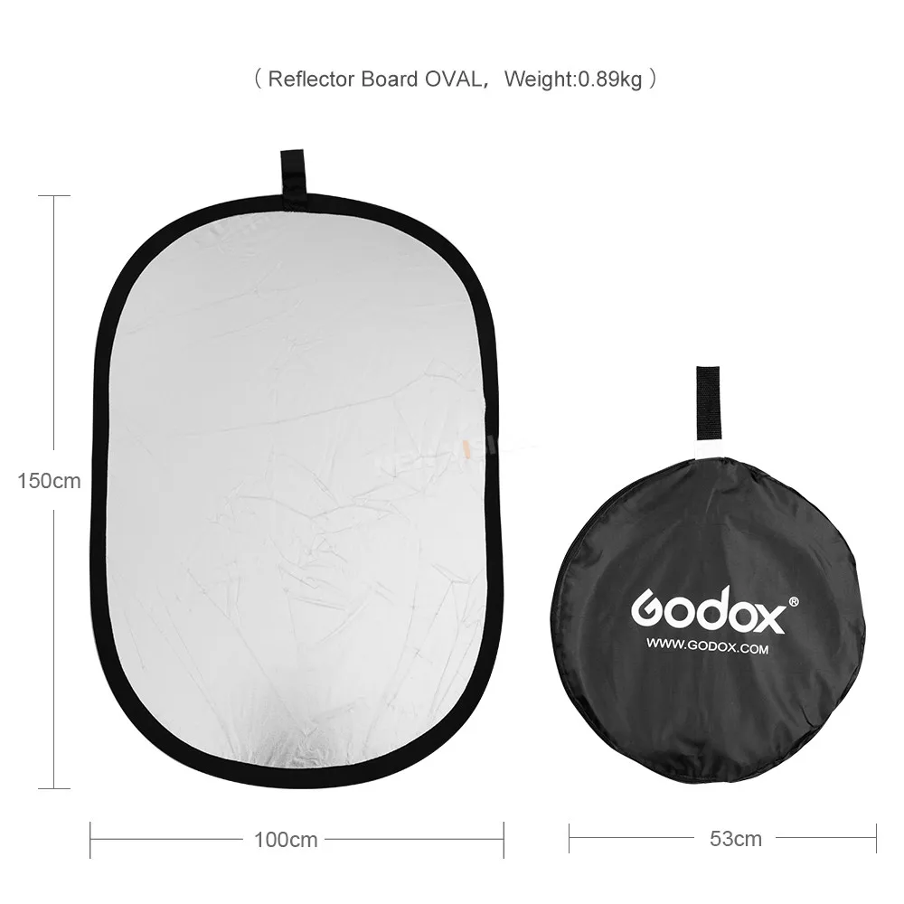 Godox 2 in 1 100x150cm Portable Oval Multi-Disc Reflector, Collapsible Photography Studio Photo Lighting Diffuser Reflector