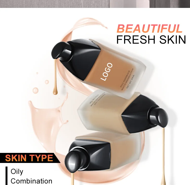 Hot Sale Makeup 18 Colors Foundation with Spf Full Coverage Private Label Foundation Matte Waterproof Foundation Liquid