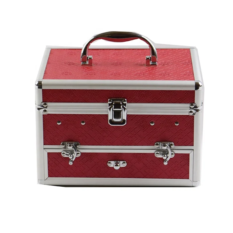 Customized Makeup Kits Professionals Box Cosmetic Bag Nail Trolley Vanity Aluminum Metal Make Up Case