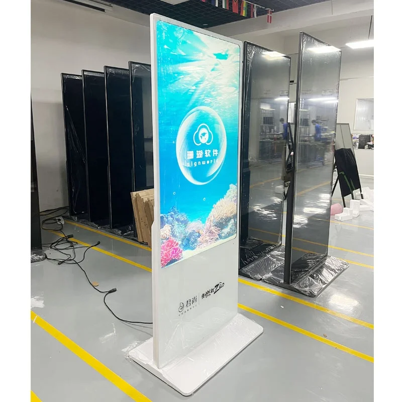 factory price 43 49 55 inch floor stand digital sigange indoor/outdoor led/lcd advertising screen kiosk totem smart tv monitor