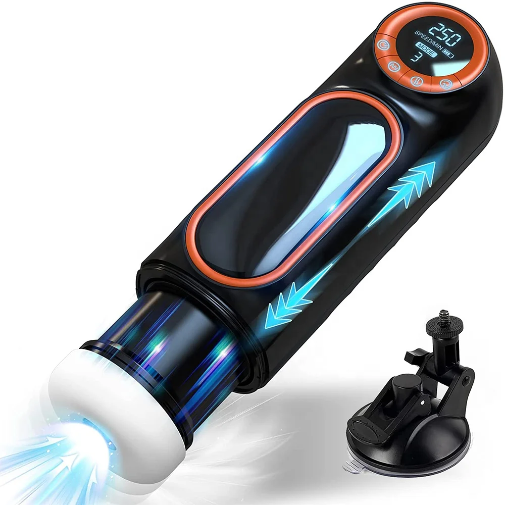 LED Automatic Male Masturbator Cup with Powerful Vibrating & Thrusting Mode Sucking Masturbation Stroker Sex Toys for Men
