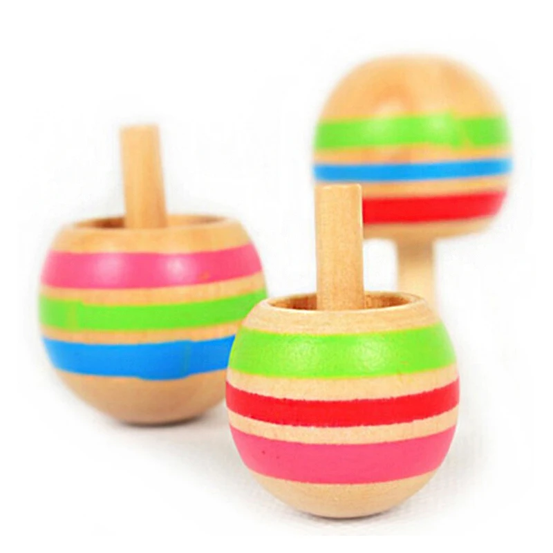 2022 Educational Decompression Spinning Top Minipinning Wooden Gyroscope Toy Kids Wood