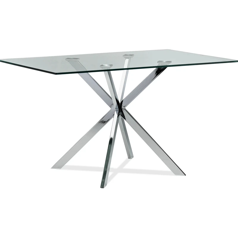Modern restaurant luxury tempered glass square dining table with Stainless steel legs