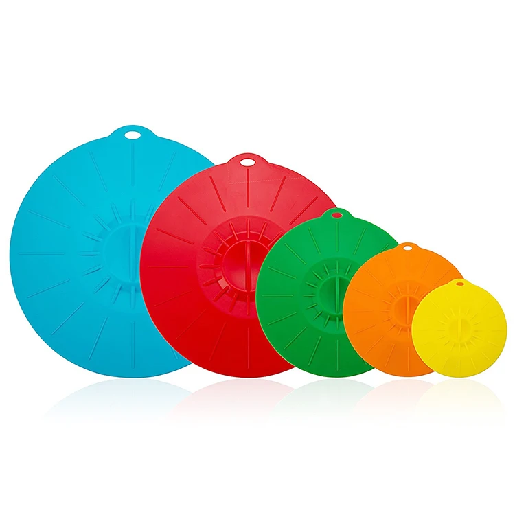 Amazon Hot Sale 2021 Kitchen Gadget Dust-proof Pot Bowl Lid 5-Pieces Kit Microwavable Silicone Fresh Cover