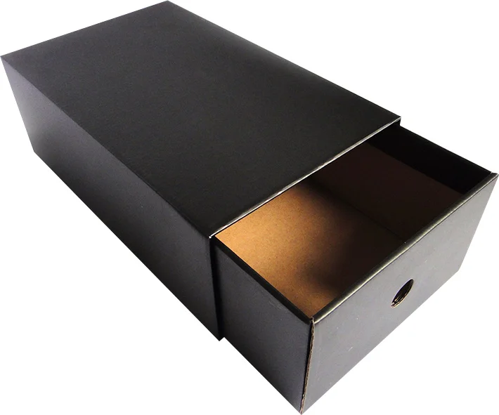 Custom handmade black paper cardboard shoes boxes drawer box for luxury gift packaging drawer shoe box